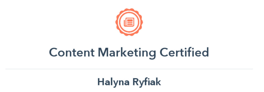 Halyna Ryfiak Hubspot Certification